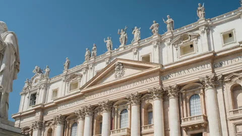 Handheld Pan of Top of Vatican Main Building Stock Footage 315766681
