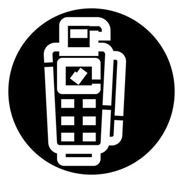 Handheld payment terminal processing electronic transaction icon Stock Illustration