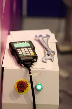 Handheld pendant remote control of CNC machine Stock Photos