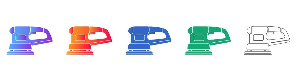 Handheld Sander Tool Vector Icon Set Stock Illustration