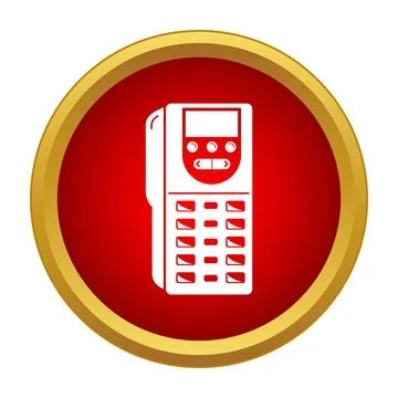 Handheld scanner device on red circle icon Stock Illustration