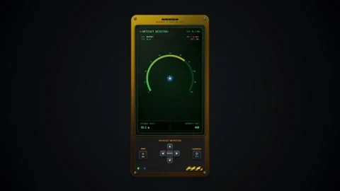 Handheld Sci-Fi Artifact Detector Device with Glowing Green Screen 스톡 동영상 348126507