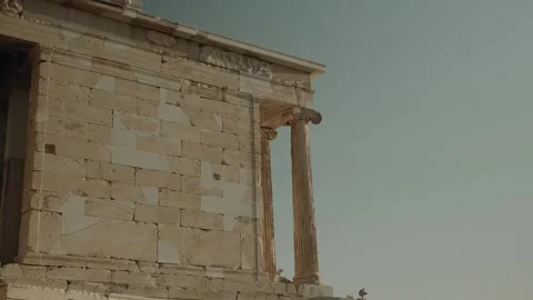 Handheld Shot of Acropolis Monument Under Clear Sky in Athens, Greece Stock Footage 342063848