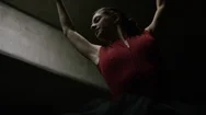 Handheld Shot Of Ballet Dancer Dancing In A Car Park, Shot From The Waist Up Stock Footage