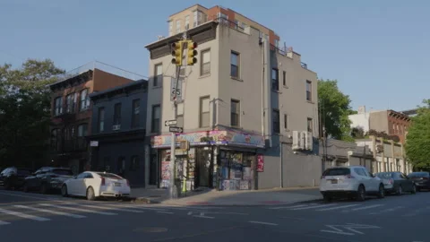 Handheld shot of a Bodega in Brooklyn Video stock 277927936