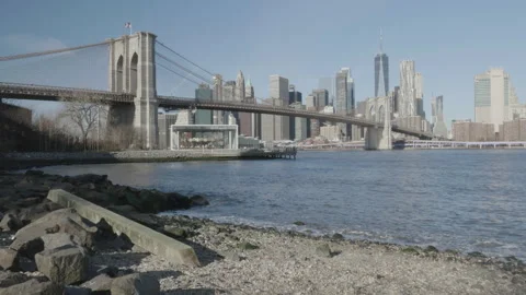 Handheld Shot of The Brooklyn Bridge Stock Footage 266209385