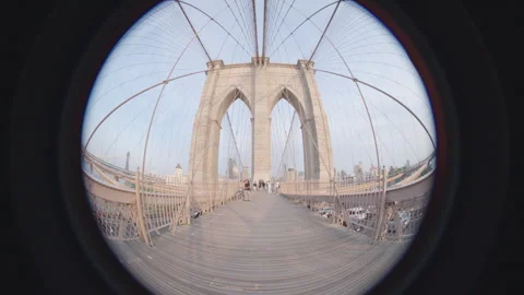 Handheld shot of the Brooklyn Bridge Stock Footage 311776157