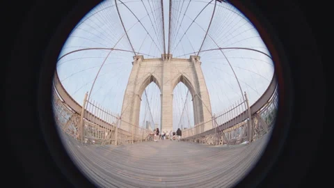 Handheld shot of the Brooklyn Bridge Stock Footage 311776249
