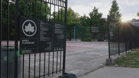 Handheld shot of a Brooklyn Playground Stock Footage 278574124