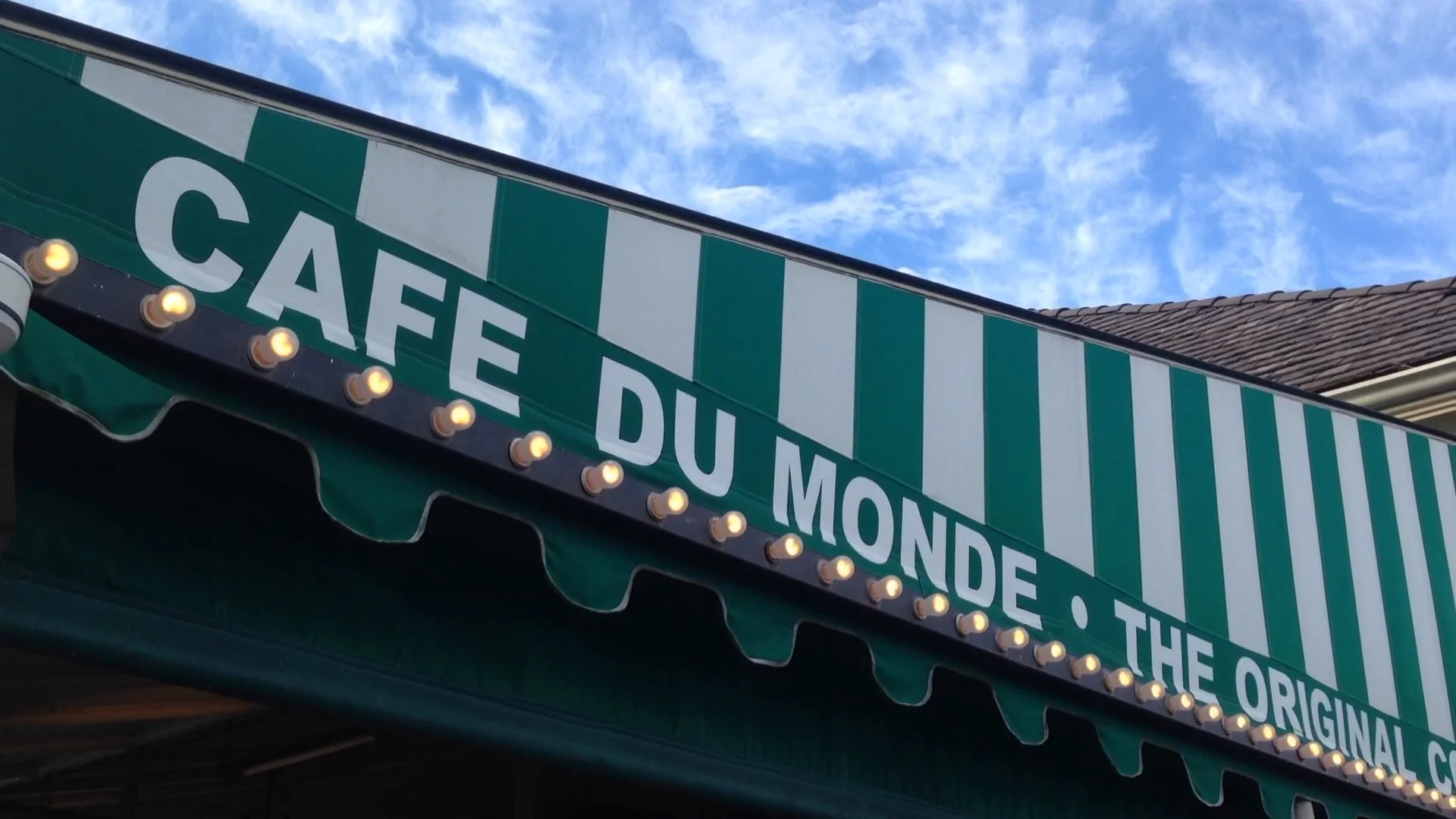 Handheld Shot Cafe Du Monde Sign French Stock Video Pond5