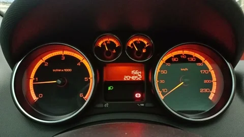 Handheld Shot Car Warning Light Symbols Stock-Footage 142331815