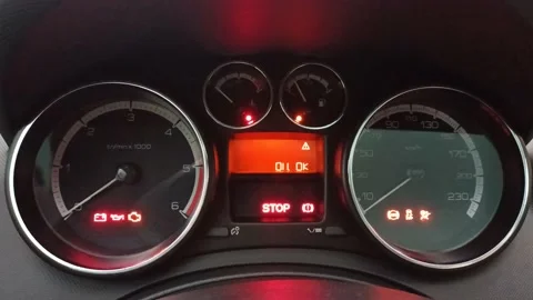 Handheld Shot Car Warning Light Symbols Stock Footage 142331818