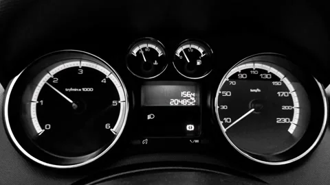Handheld Shot Car Warning Light Symbols Stock Footage 142457699