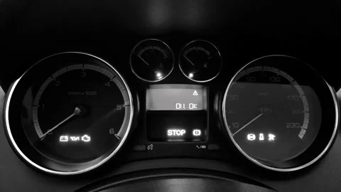 Handheld Shot Car Warning Light Symbols Stock Footage 142457704