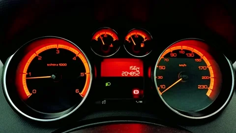 Handheld Shot Car Warning Light Symbols Stock Footage 142457705