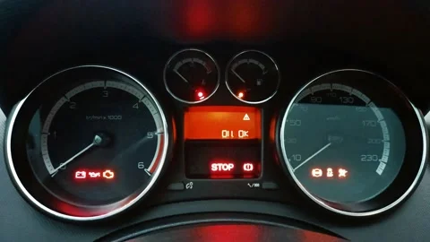 Handheld Shot Car Warning Light Symbols Stock Footage 142457706