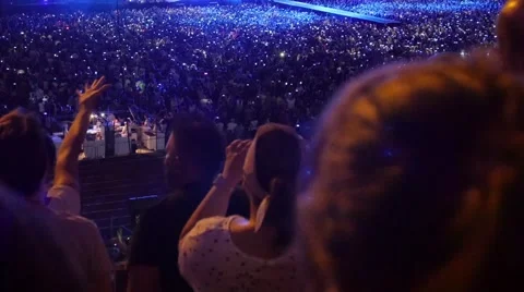 Handheld shot of a crowd making party at a rock concert Vídeos de archivo 52723460