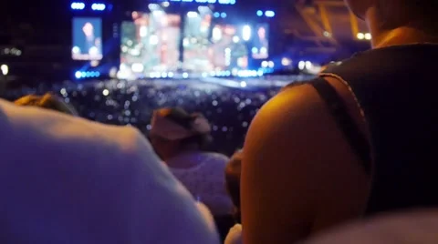 Handheld shot of a crowd making party at a rock concert Stock Footage 52724964