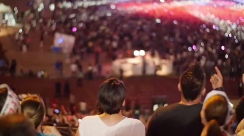 Handheld shot of a crowd making party at a rock concert Stock-Footage 52743097