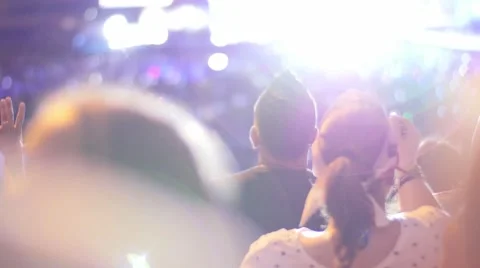 Handheld shot of a crowd making party at a rock concert 動画素材 52744059