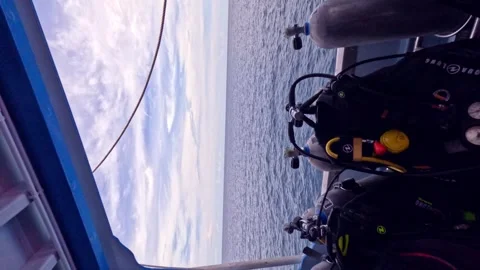 Handheld shot from a diving boat Stock Footage 304566399