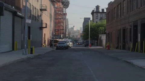 Handheld shot of an empty nondescript street in Brooklyn Stock Footage 278180918