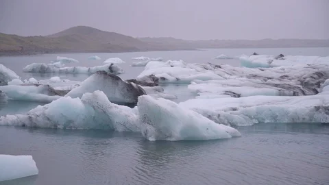 Handheld shot of Floating Glacier Stock Footage 118654522