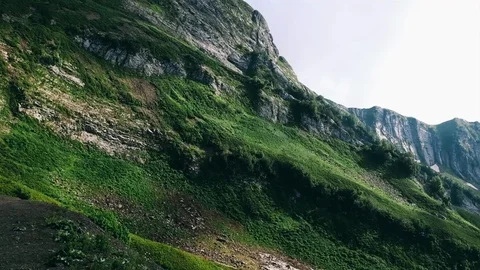 Handheld shot of greenery mountains Stock Footage 122518221