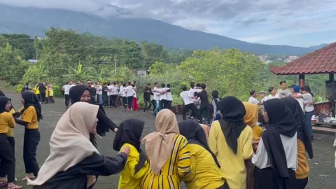 Handheld shot of group of people dancing outside 動画素材 233408909