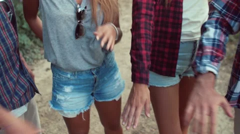 Handheld shot of hands on top of each other Stock Footage 55278318