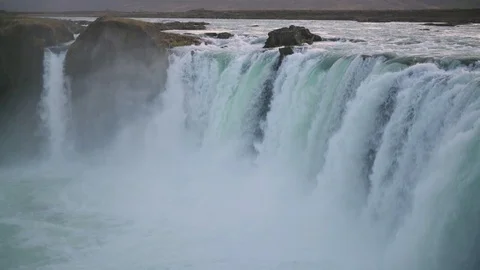 Handheld shot of huge waterfall Stock Footage 118654843