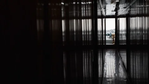 Handheld shot of inside halls of big cruise ship travelling across ha long bay Stock Footage 147362223