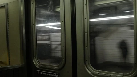 Handheld shot of the inside of a subway car Stock-Footage 262609841