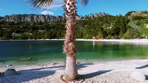 Handheld shot of Kasjuni beach in Split, Dalmatia region in Croatia. Stock Footage 168243552