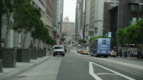 Handheld shot looking down market street in San Francisco. Stock Footage 145886810