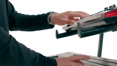 Handheld Shot Of Man Hand Playing Keyboard 動画素材 237612449