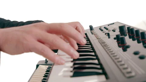 Handheld Shot Of Man Hand Playing Keyboard Stock Footage 237612662