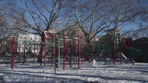 Handheld shot of a playground in Brooklyn Stock Footage 327343496