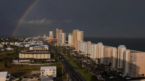 Handheld Shot of Rainbow Over Gulf Shores Stock Footage 111739978