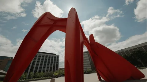 Handheld shot of a red monument Stock Footage 50483258