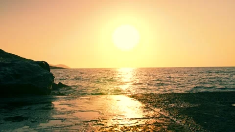 Handheld Shot of Sunset over Mediterranean Stock Footage 158147481