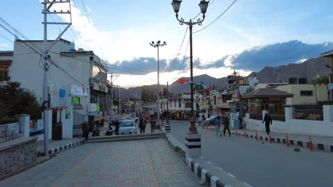 Handheld shot, walking along Fort Road, Leh Ladakh Stock Footage 257097575