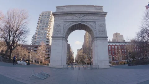 Handheld shot of Washington Square Park Stock Footage 266389028