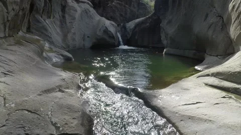 Handheld shot for a waterfall of a river in the wild Video stock 147970855