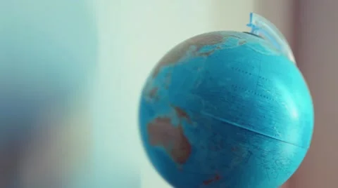 Handheld shot of World globe in interior Stock Footage 60212891
