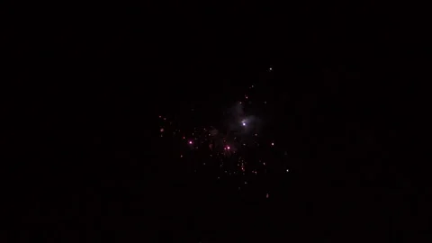 Handheld slow motion shot firework in the sky during the new year celebration. Stock Footage 167584975