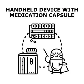 Handheld smart medical device managing medication schedule Stock Illustration