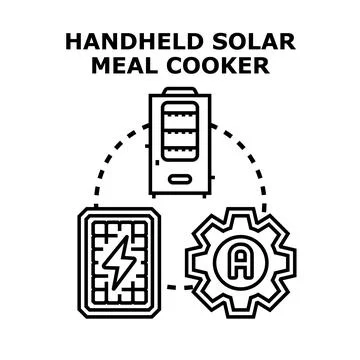 Handheld solar meal cooker concept vector illustration Stock Illustration