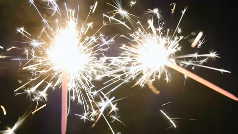 Handheld Sparklers Close-Up Stock Footage 98336032