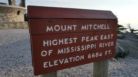 Handheld Stable Mount Mitchell Highest Peak of Appalachians Sign Stock Footage 103103337